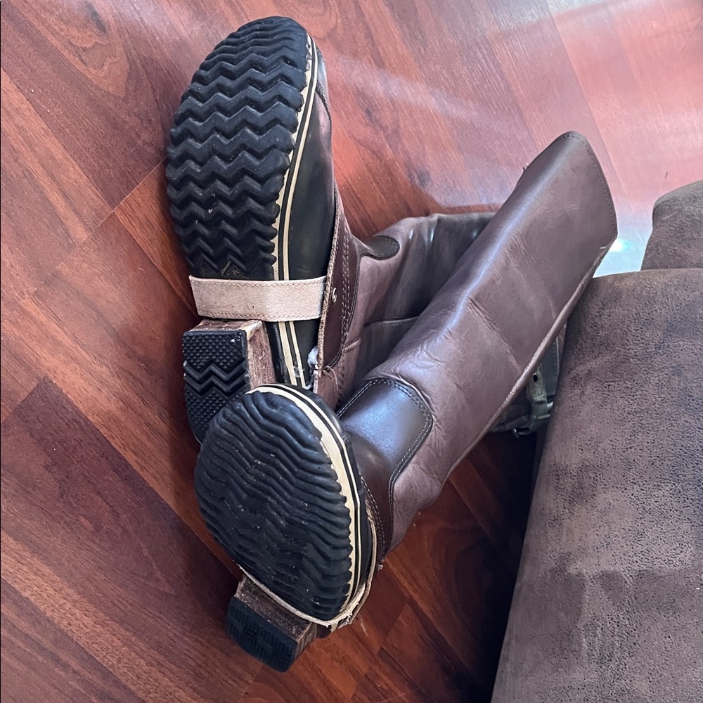 Sorel Dark Brown with Gray Leather Slimpack Tall Boots - Picture 6 of 13
